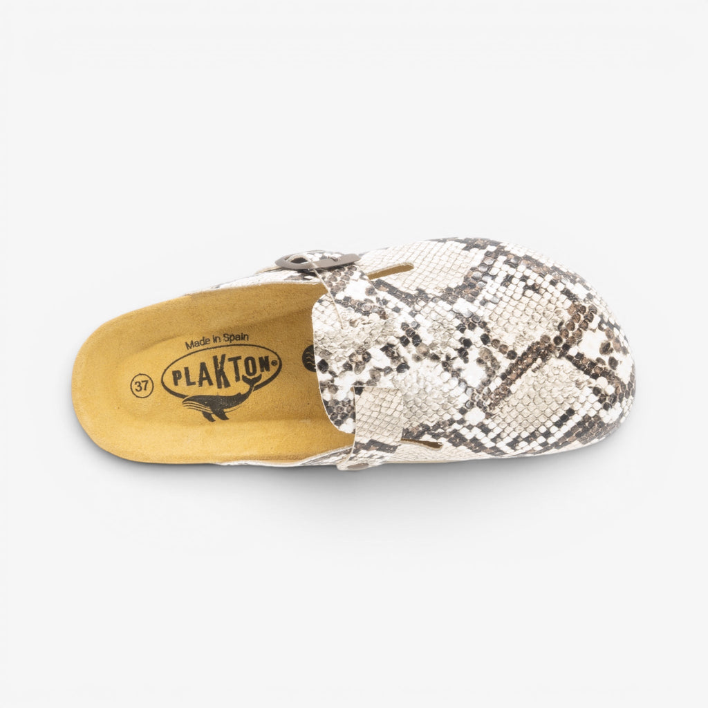 Blogg Womens Clog - Crema Snake Manbalina (faux snake)