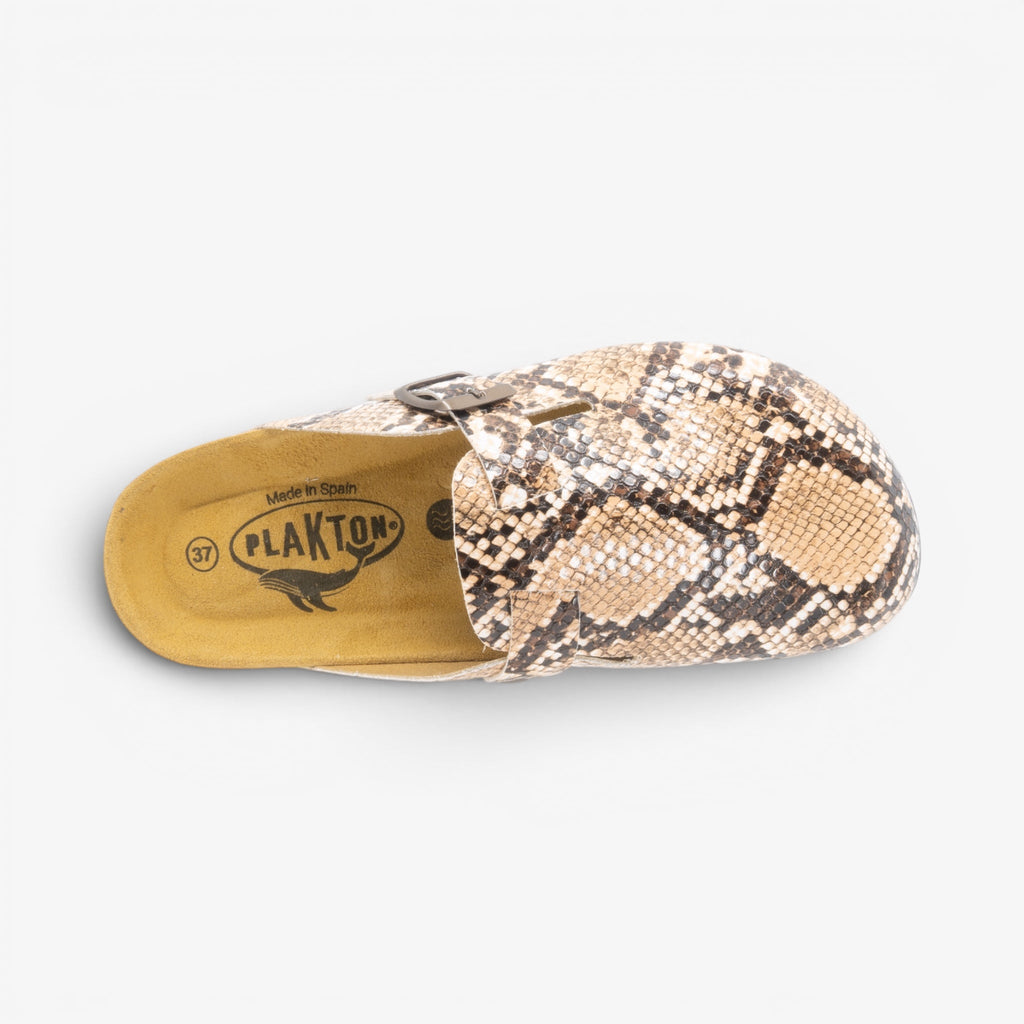 Blogg Womens Clog - Marron Snake Manbalina (faux snake)