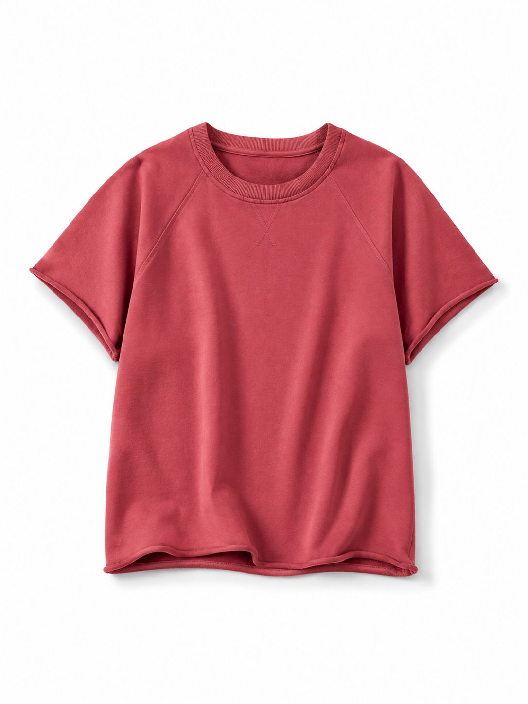 Raw Edge Vintage Wash T Shirt - Red