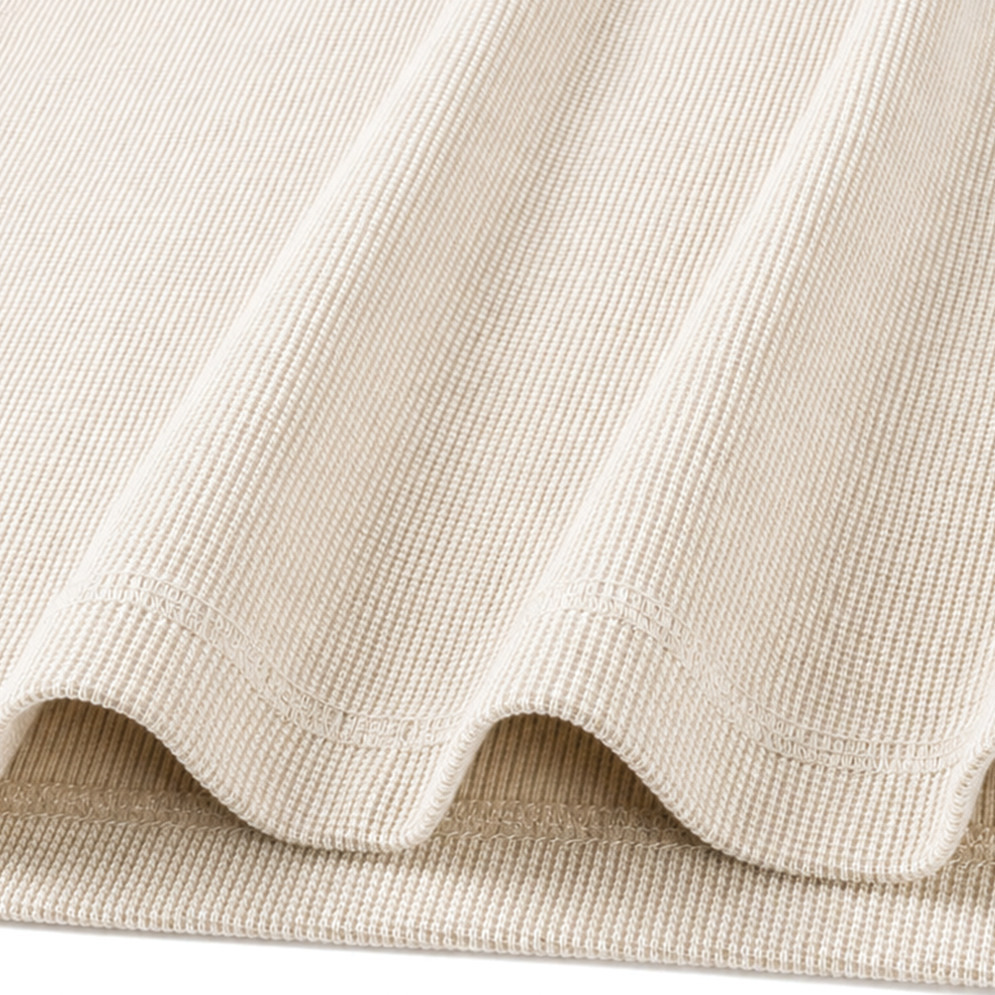 Boxy Long Sleeve Waffle T Shirt - Ecru