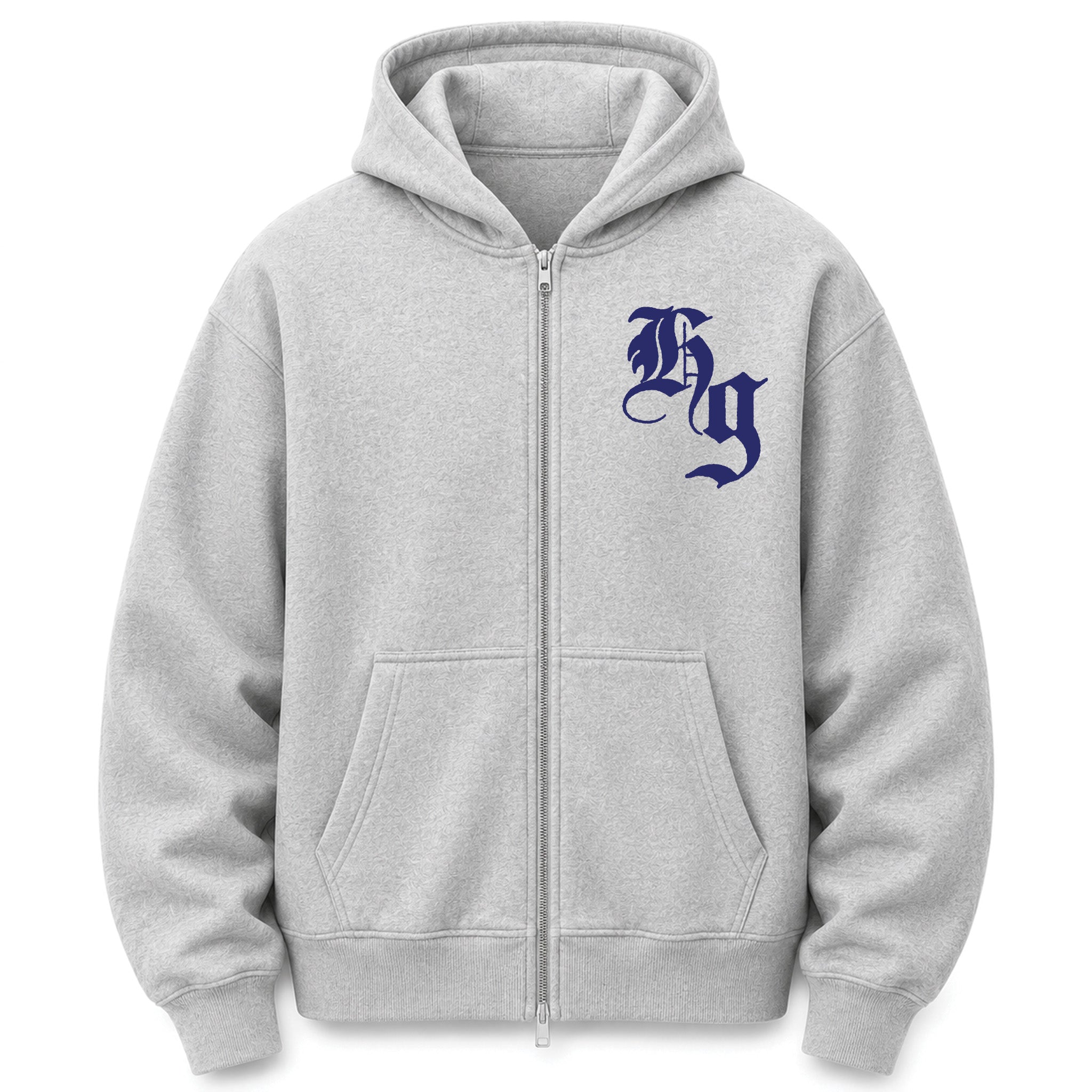 Monogram Zip Hoody - Heather Grey