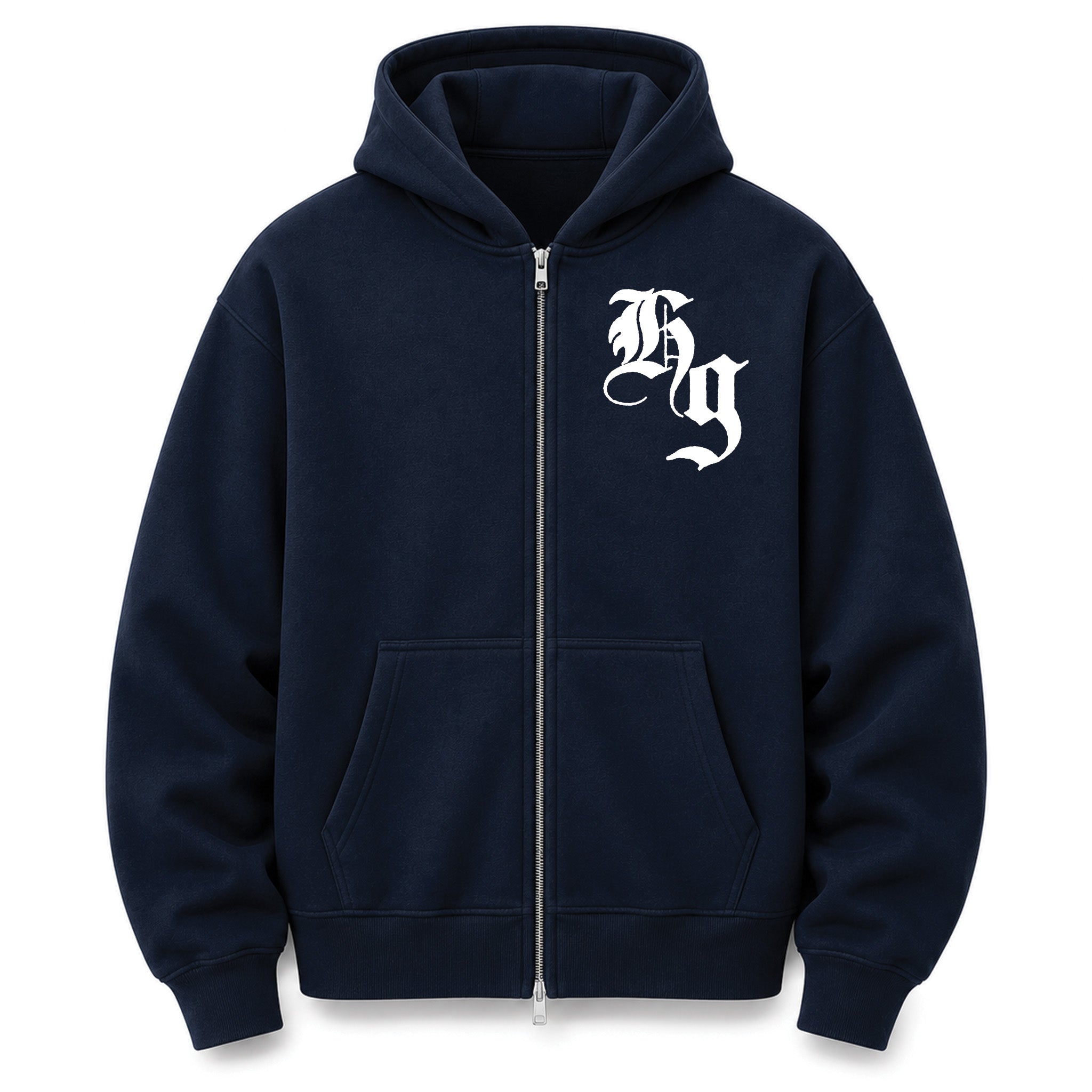 Monogram Zip Hoody - Navy