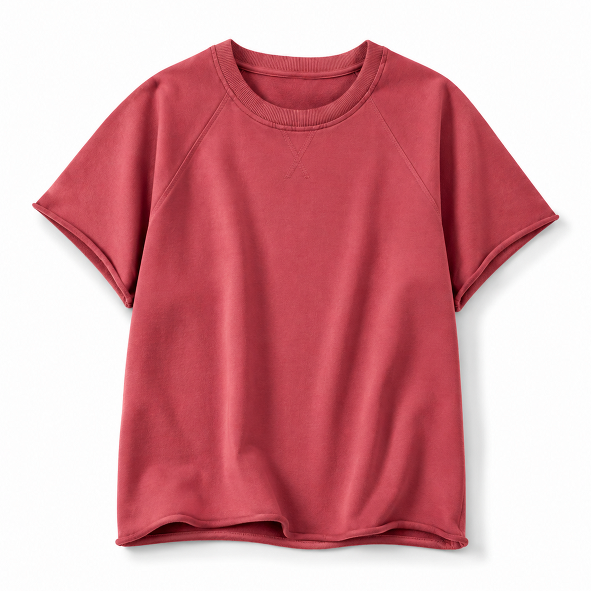 Raw Edge Vintage Wash T Shirt - Red