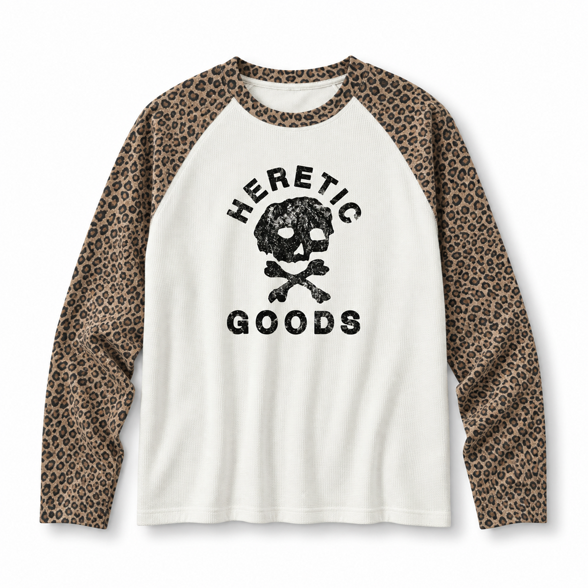 Old School Waffle Long Sleeve T Shirt - White/Leopard